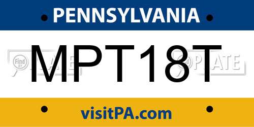 MPT18T Pennsylvania License Plate