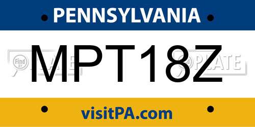 MPT18Z Pennsylvania License Plate