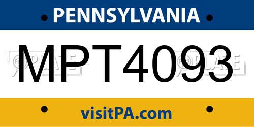 MPT4093 Pennsylvania License Plate