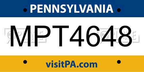 MPT4648 Pennsylvania License Plate