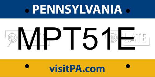 MPT51E Pennsylvania License Plate