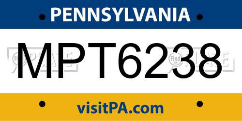MPT6238 Pennsylvania License Plate