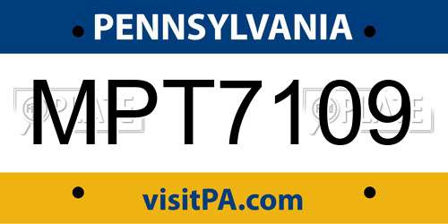 MPT7109 Pennsylvania License Plate