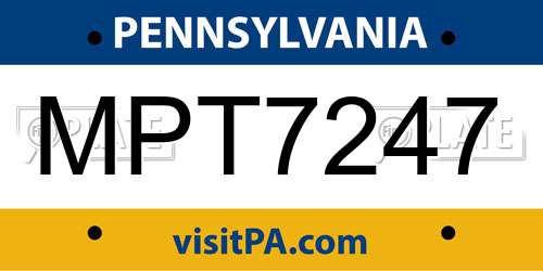 MPT7247 Pennsylvania License Plate