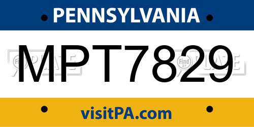 MPT7829 Pennsylvania License Plate