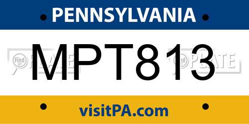 MPT813 Pennsylvania License Plate