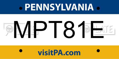 MPT81E Pennsylvania License Plate