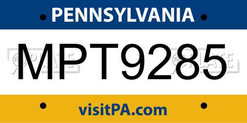 MPT9285 Pennsylvania License Plate