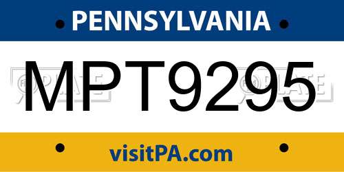 MPT9295 Pennsylvania License Plate