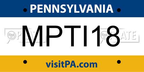 MPTI18 Pennsylvania License Plate