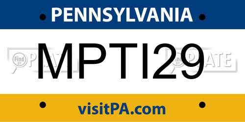 MPTI29 Pennsylvania License Plate