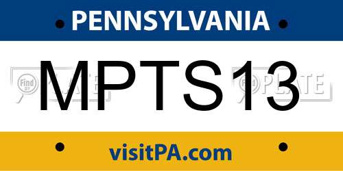 MPTS13 Pennsylvania License Plate