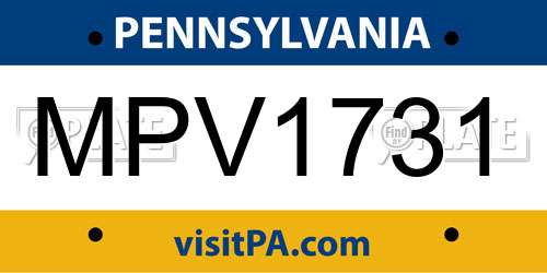 MPV1731 Pennsylvania License Plate