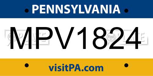 MPV1824 Pennsylvania License Plate