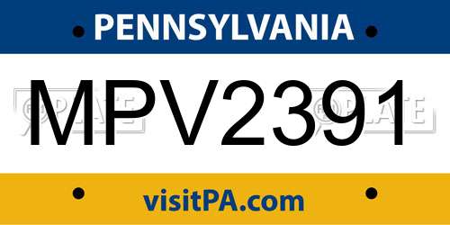 MPV2391 Pennsylvania License Plate