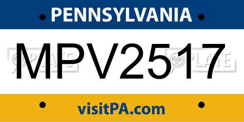 MPV2517 Pennsylvania License Plate