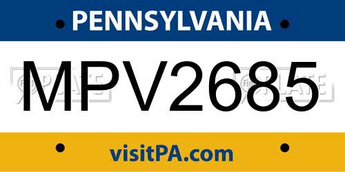 MPV2685 Pennsylvania License Plate