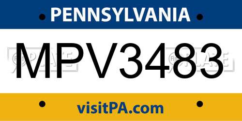MPV3483 Pennsylvania License Plate