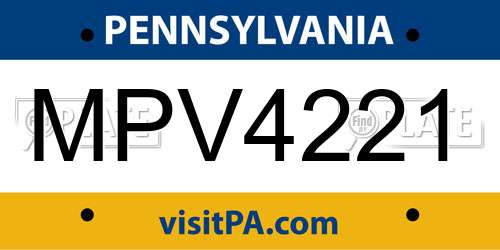 MPV4221 Pennsylvania License Plate