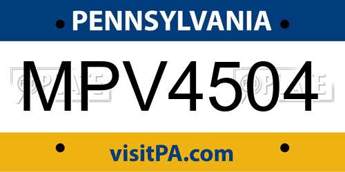 MPV4504 Pennsylvania License Plate
