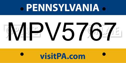 MPV5767 Pennsylvania License Plate