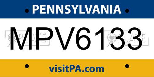 MPV6133 Pennsylvania License Plate