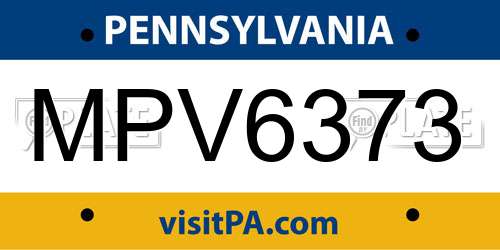 MPV6373 Pennsylvania License Plate