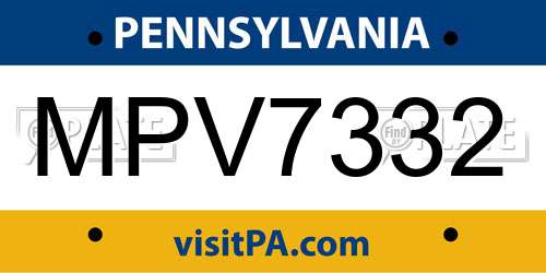 MPV7332 Pennsylvania License Plate