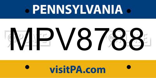 MPV8788 Pennsylvania License Plate