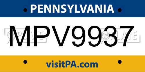 MPV9937 Pennsylvania License Plate