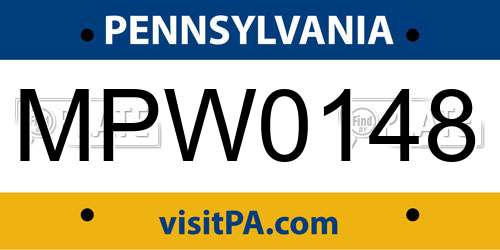 MPW0148 Pennsylvania License Plate