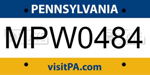 MPW0484 Pennsylvania License Plate