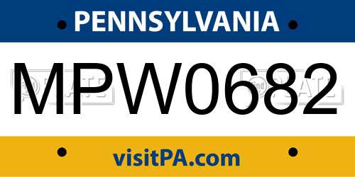 MPW0682 Pennsylvania License Plate