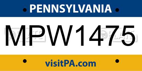 MPW1475 Pennsylvania License Plate