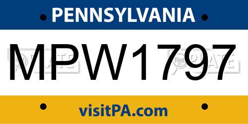 MPW1797 Pennsylvania License Plate