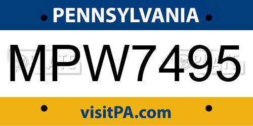 MPW7495 Pennsylvania License Plate