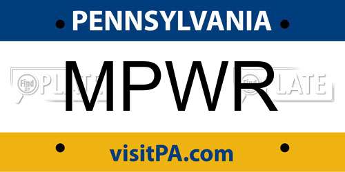 MPWR Pennsylvania License Plate