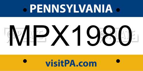 MPX1980 Pennsylvania License Plate