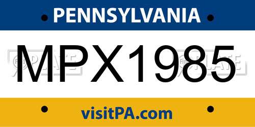 MPX1985 Pennsylvania License Plate