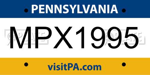 MPX1995 Pennsylvania License Plate