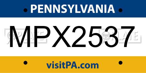 MPX2537 Pennsylvania License Plate