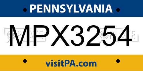 MPX3254 Pennsylvania License Plate