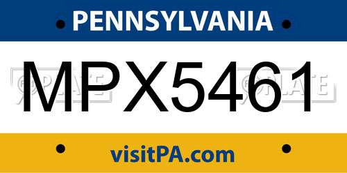 MPX5461 Pennsylvania License Plate