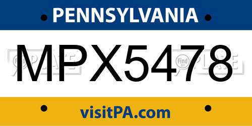 MPX5478 Pennsylvania License Plate
