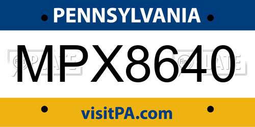 MPX8640 Pennsylvania License Plate