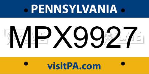 MPX9927 Pennsylvania License Plate