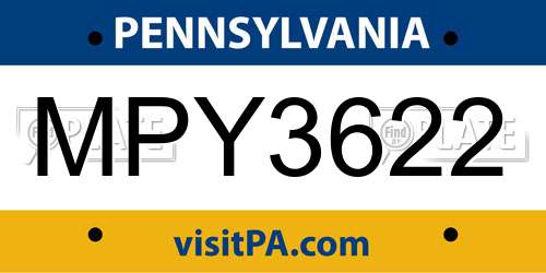 MPY3622 Pennsylvania License Plate
