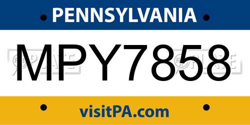 MPY7858 Pennsylvania License Plate