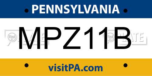 MPZ11B Pennsylvania License Plate