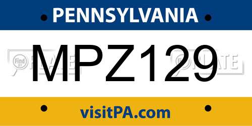 MPZ129 Pennsylvania License Plate